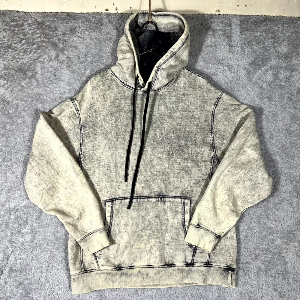 Urban Outfitters Grunge Hoodie Mens Medium Cream Cotton Long Sleeve Oversized